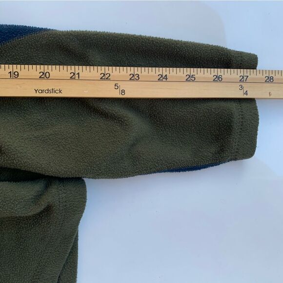 Patagonia Capilene Sweater Men Medium Fleece Green/ Blue 1/4 Zip Stand Up Neck - Picture 6 of 8